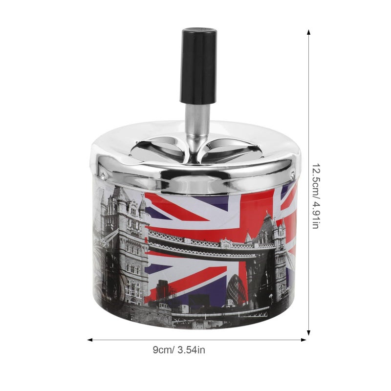 Stainless Steel Rotating Lid Ashtray Smokeless Desktop Cigarette Holder Home Office - Image 4