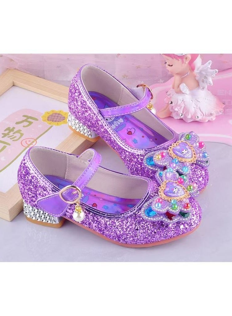 kuromi New Soft soled Princess Shoes Crystal Shoes for Little Girls Leather Shoes  - Image 2