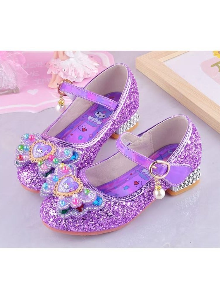 kuromi New Soft soled Princess Shoes Crystal Shoes for Little Girls Leather Shoes  - Image 3