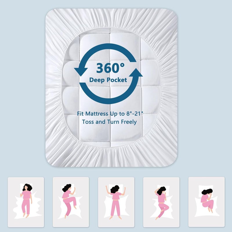 KELTARO Mattress Topper Twin XL Size,Viscose Made from Bamboo Extra Thick Mattress Pad 8-21" Deep Pocket Soft Down Alternative Fill Mattress Protector Pillow Top Mattress Cover(39x80 Inches) - Image 4