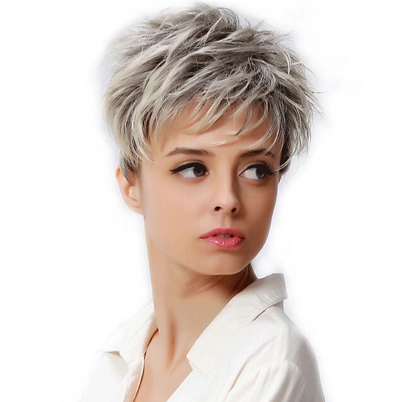European and American fashion ladies short hair European and American wig headgear Yiwu manufacturers wig fluffy highlights gradient female wigs(-8) - Image 4