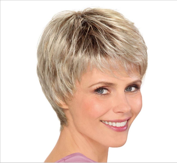 European and American fashion ladies short hair European and American wig headgear Yiwu manufacturers wig fluffy highlights gradient female wigs(-8) - Image 3