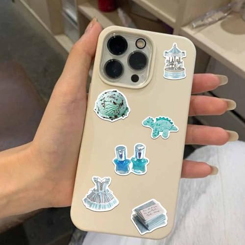 YOKSAS 50 Pcs Teal Y2K Aesthetic Stickers for Scrapbooking, Journaling, Laptop – Cute Mint Green and Pastel Blue Vinyl Sticker Pack for Teens, Girls, Water Bottles, Notebooks, Art Crafts and Gifts - Image 5