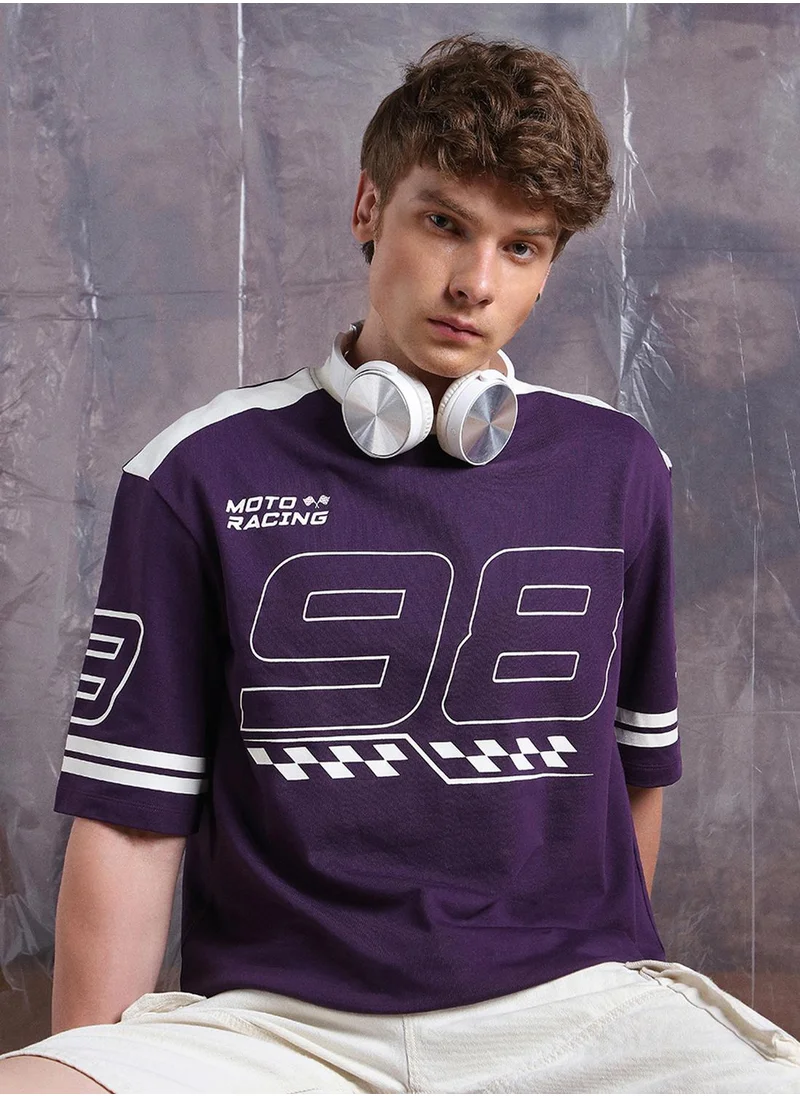 هوبرهولمي Upgrade your wardrobe with this premium Purple Oversized Tshirts Printed design crafted from 100% Cotton featuring Half Sleeve with Slip on closure.