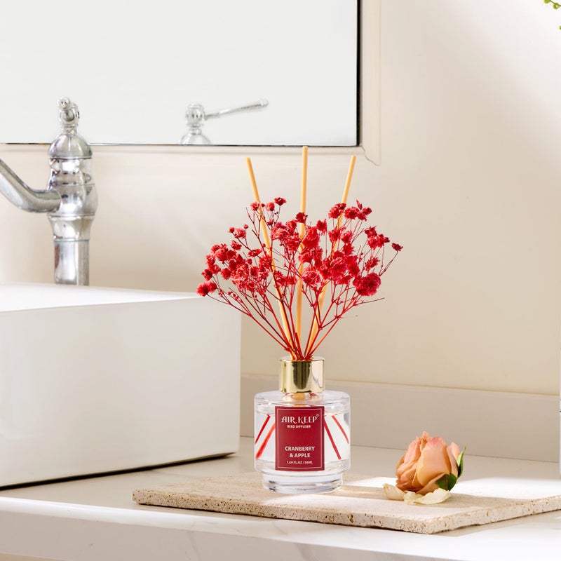 Airkeep Reed Diffuser Set of 3, Coconut Pineapple Lemon Eucalyptus Cranberry Apple Oil Reed Diffusers for Bedroom Living Room Office Aromatherapy Oil Reed Diffuser for Gift 50ml x 3 - Image 3