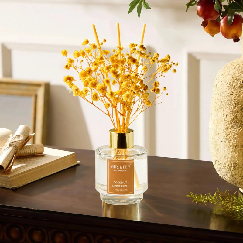 Airkeep Reed Diffuser Set of 3, Coconut Pineapple Lemon Eucalyptus Cranberry Apple Oil Reed Diffusers for Bedroom Living Room Office Aromatherapy Oil Reed Diffuser for Gift 50ml x 3 - Image 2