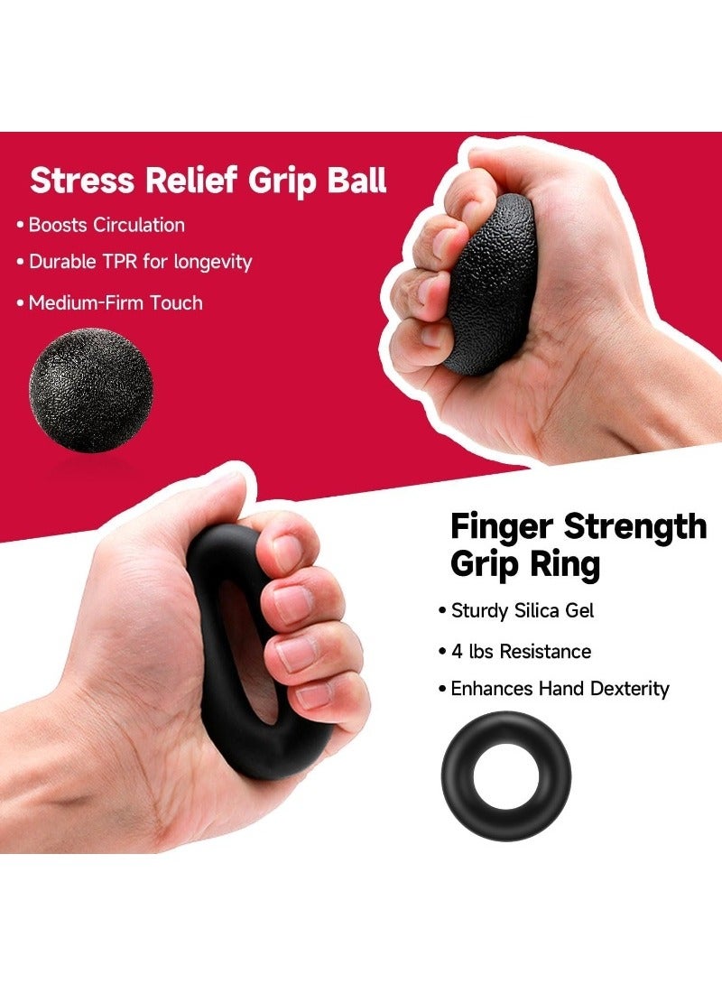 Generic Hand Grip Strengthener kit（5 Pack）, Forearm Workout Trainer Adjustable Hand Grip Exercise,Finger Strength Exerciser, Finger Stretcher, Grip Ring & Stress Relief Ball with Carry Bag - Image 5