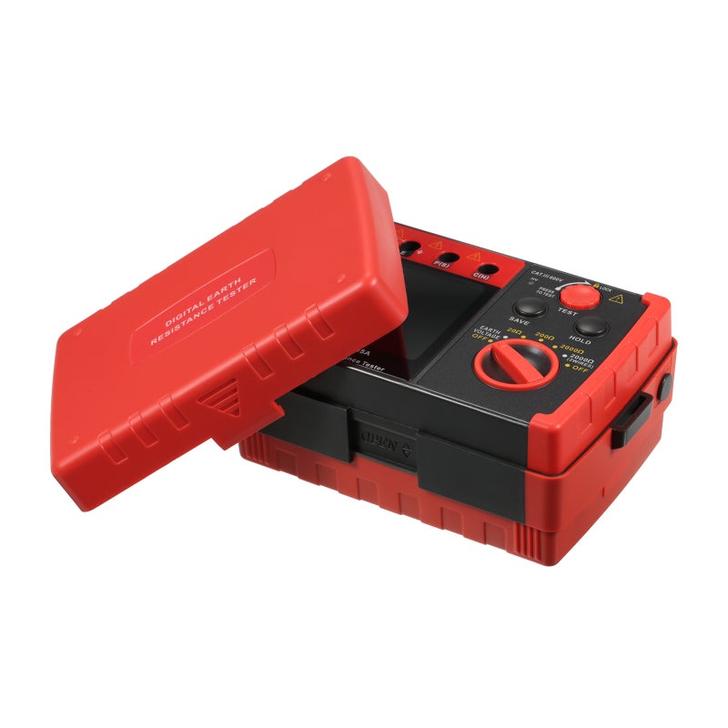 Grounding Resistance Tester: Red Intelligent Microcontroller-Powered Device - High Accuracy Three-Wire Two-Wire Measurement for Electrical Equipment Lightning Protection Grounding Device Testing - Image 3