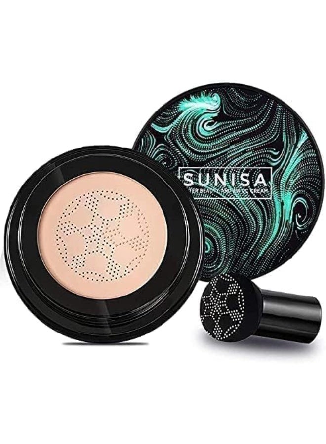 سونيسا كريم أساس سونيسا (Sunisa) الكوري 3 في 1 - خافي عيوب، مرطب، وواقي شمس SPF 50 - مقاوم للماء وثابت 24 ساعة - مع إسفنجة رأس الفطر - Image 5