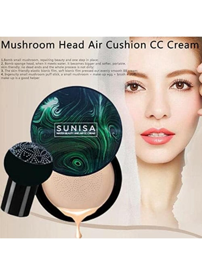 سونيسا كريم أساس سونيسا (Sunisa) الكوري 3 في 1 - خافي عيوب، مرطب، وواقي شمس SPF 50 - مقاوم للماء وثابت 24 ساعة - مع إسفنجة رأس الفطر - Image 2