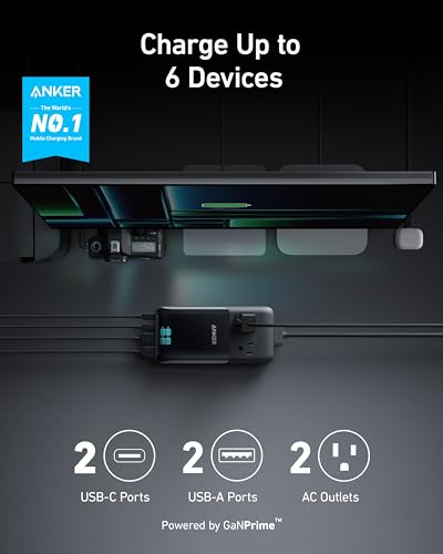 Anker Prime 6-in-1 USB C Charging Station, 140W Compact Power Strip for Work and Travel, 5 ft Detachable Extension Cord with 6 Ports, for iPhone 15/15 Plus/15 Pro/15 Pro Max(Non-Battery, Non-Wireless) - Image 2