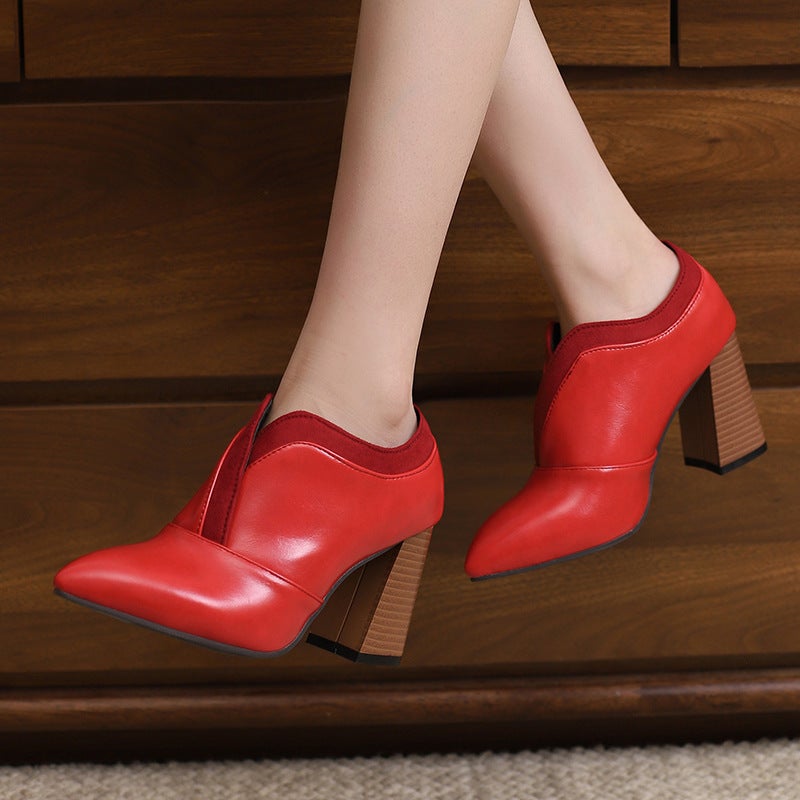 2024 Spring Wood Grain High Heels 32-50 Super Plus Size Pointed Toe Women'S Shoes - Image 2