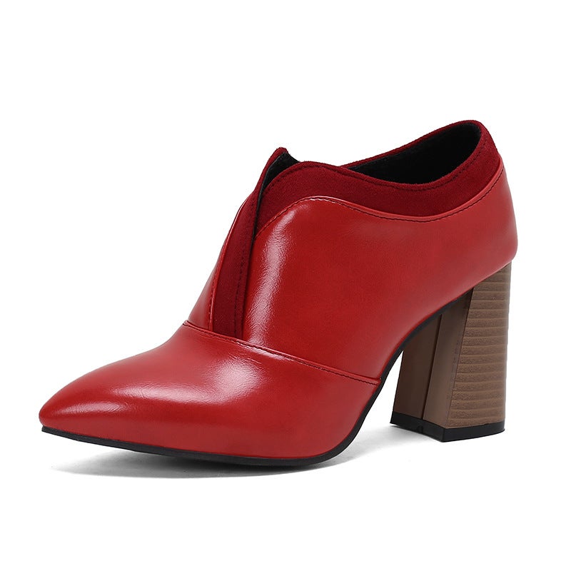 2024 Spring Wood Grain High Heels 32-50 Super Plus Size Pointed Toe Women'S Shoes - Image 1