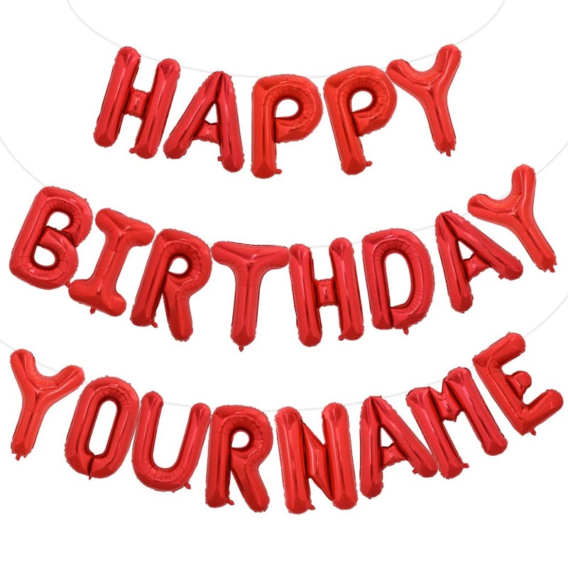 TONIFUL 65 Pcs 16 Inch Red Happy Birthday Balloons and 2 Sets A-Z Foil Letters Balloons DIY Personalized Phrase Banner for Birthday Celebration Halloween Thanksgiving Christmas Party Decorations - Image 1