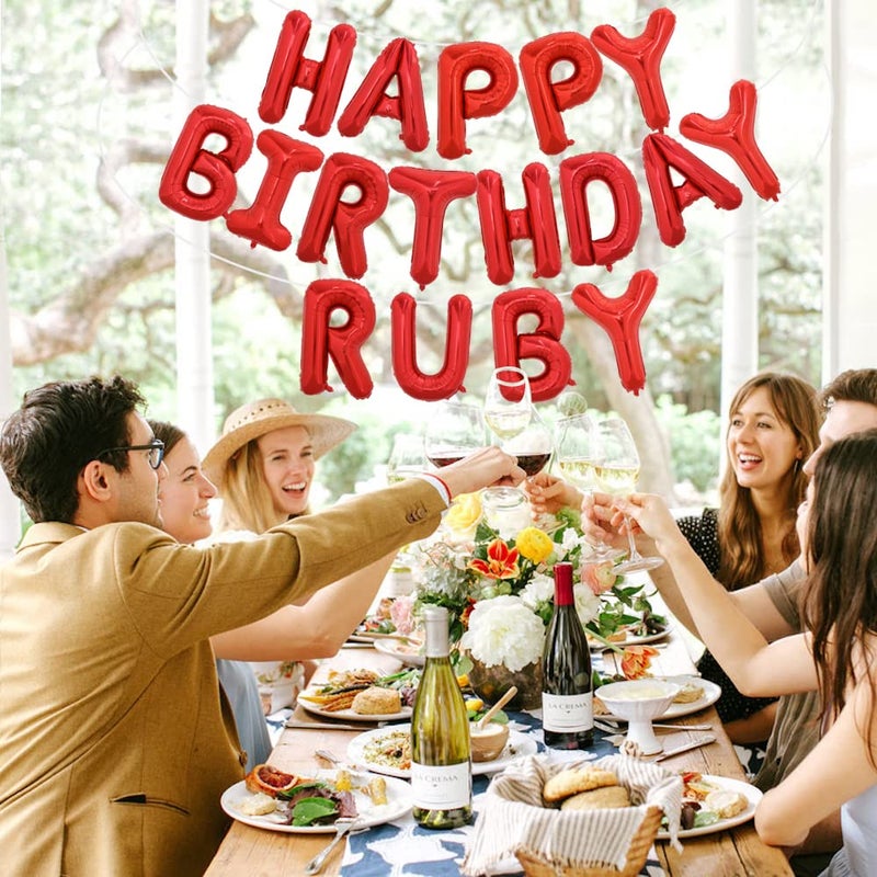 TONIFUL 65 Pcs 16 Inch Red Happy Birthday Balloons and 2 Sets A-Z Foil Letters Balloons DIY Personalized Phrase Banner for Birthday Celebration Halloween Thanksgiving Christmas Party Decorations - Image 4