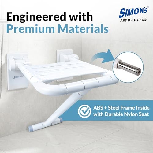 Simon's Simon’s Flip-up ABS+Steel with Nylon seat Bath Chair for Elderly to sit and take Bath, Folding Shower Chair with Stand - Image 2