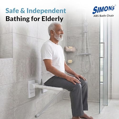Simon's Simon’s Flip-up ABS+Steel with Nylon seat Bath Chair for Elderly to sit and take Bath, Folding Shower Chair with Stand - Image 5