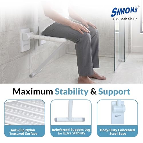Simon's Simon’s Flip-up ABS+Steel with Nylon seat Bath Chair for Elderly to sit and take Bath, Folding Shower Chair with Stand - Image 3
