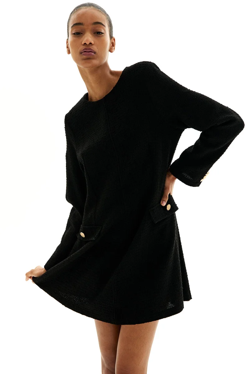 اتش اند ام Bouclé-Weave Dress