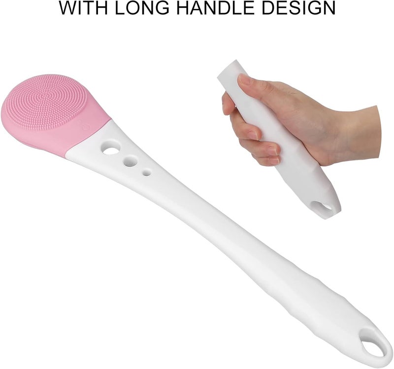 klarako Electric Body Wash Brush,Bath Brush Multifunctional Waterproof Shower Brush with Long Handle for Body Cleansing Exfoliation,Body Scrubber Shower Back Brush Back Cleaning Scrubber(pink) - Image 3