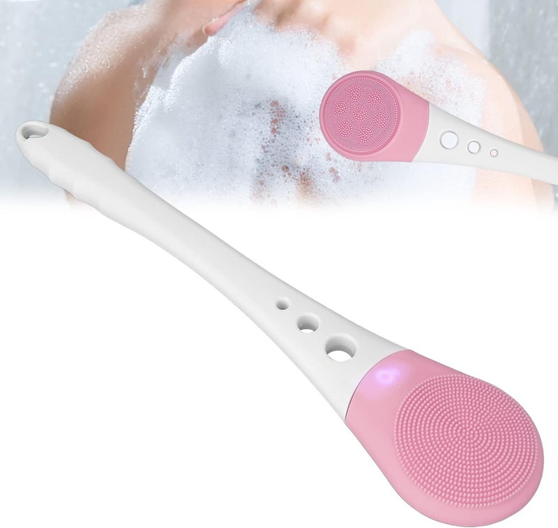 klarako Electric Body Wash Brush,Bath Brush Multifunctional Waterproof Shower Brush with Long Handle for Body Cleansing Exfoliation,Body Scrubber Shower Back Brush Back Cleaning Scrubber(pink) - Image 1