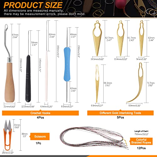 Rustark 49Pcs Dreadlocks Crochet Hook Tools Kit Hair Braid Dreadlocks Needle Interlocking Tool Hair Rings Hair Strings for Locs Hair Braid Weaving Dreadlocks Craft - Image 3