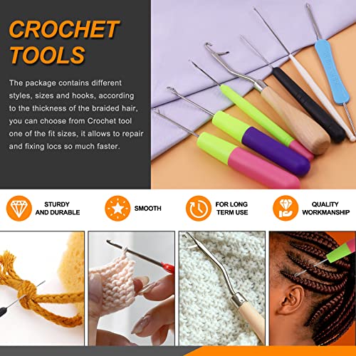 Rustark 49Pcs Dreadlocks Crochet Hook Tools Kit Hair Braid Dreadlocks Needle Interlocking Tool Hair Rings Hair Strings for Locs Hair Braid Weaving Dreadlocks Craft - Image 4