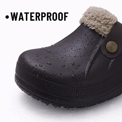 Beslip Classic Fur Lined Clogs Waterproof Winter Fuzzy Slippers for Women Men Indoor and Outdoor Indoor and Outdoor, Walnut Women Szie 8.5-9 - Image 4
