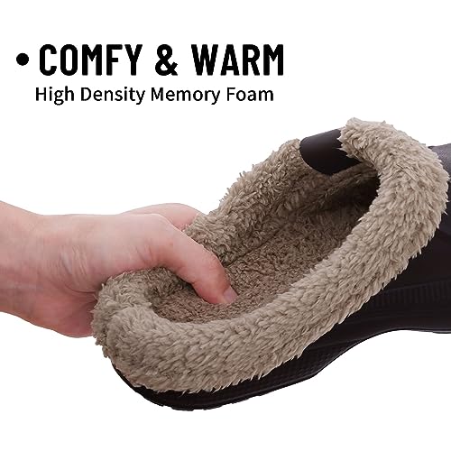 Beslip Classic Fur Lined Clogs Waterproof Winter Fuzzy Slippers for Women Men Indoor and Outdoor Indoor and Outdoor, Walnut Women Szie 8.5-9 - Image 3