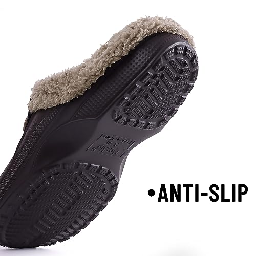 Beslip Classic Fur Lined Clogs Waterproof Winter Fuzzy Slippers for Women Men Indoor and Outdoor Indoor and Outdoor, Walnut Women Szie 8.5-9 - Image 5