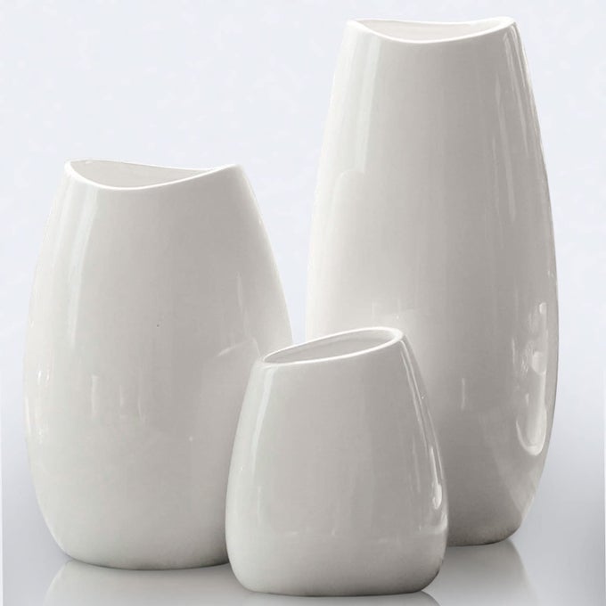 CERAMIC VASE SET OF 3 WHITE FLOWER VASE FOR HOME DECOR MODERN DECORATIVE VASES FOR FLOWERSIDEAL SHELF DECORTABLELIVING ROOMKITCHENOFFICEWHITE