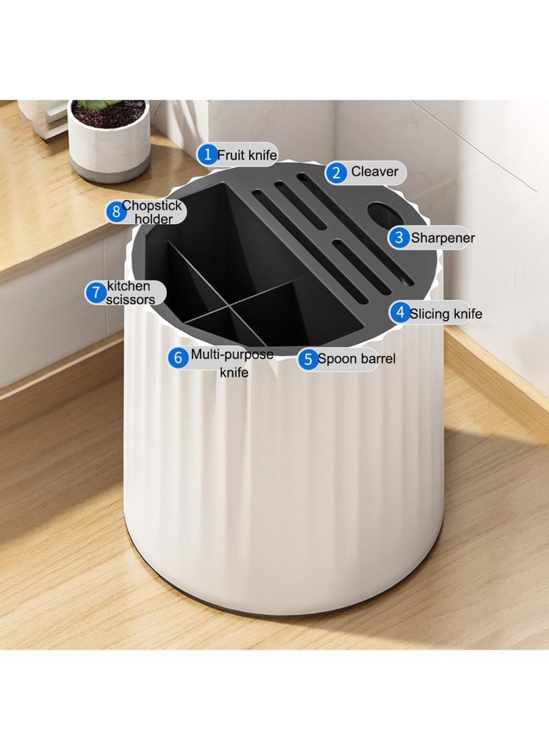 SYOSI Rotating Utensil Holder 360° Rotation, Rust and Corrosion-Resistant Kitchen Countertop Knife Rack with Drain Holes, Stable Round Knife Stand for Ceramic and Steak Knives (Knife Not Included) - Image 3