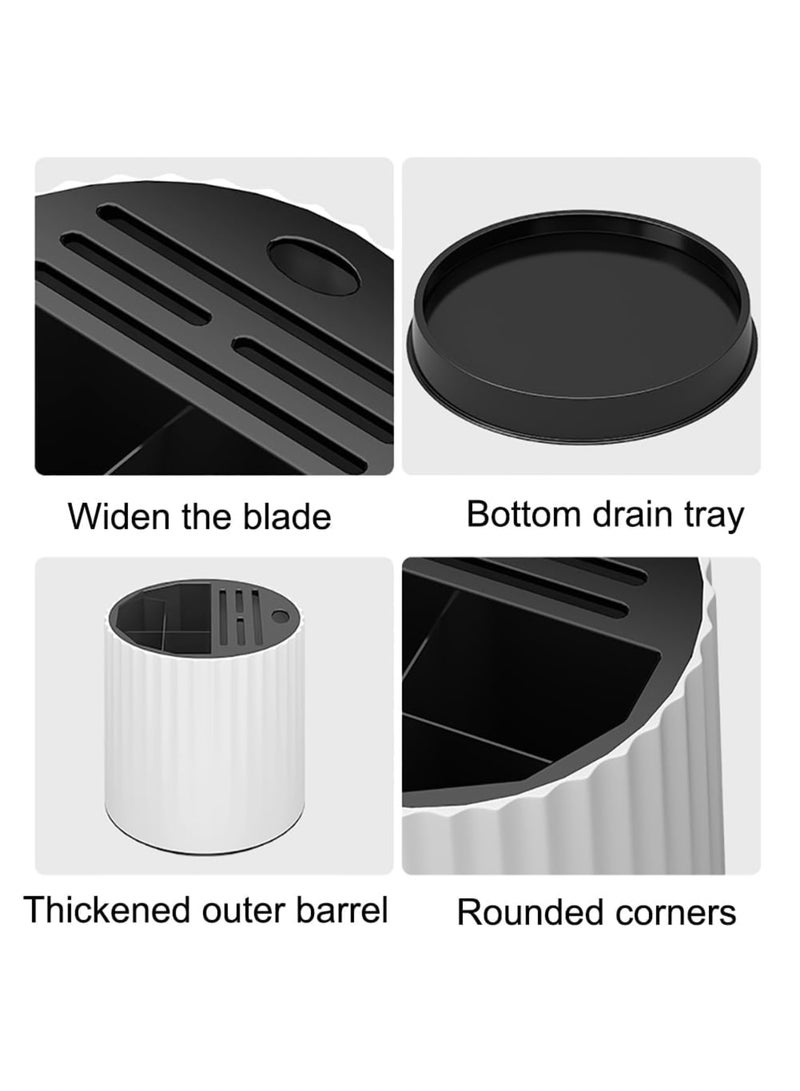 SYOSI Rotating Utensil Holder 360° Rotation, Rust and Corrosion-Resistant Kitchen Countertop Knife Rack with Drain Holes, Stable Round Knife Stand for Ceramic and Steak Knives (Knife Not Included) - Image 5