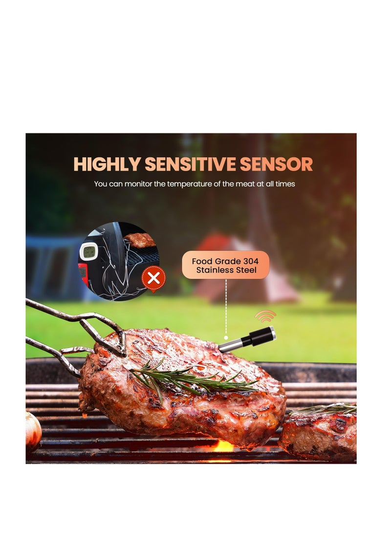 SYOSI - Wireless Meat Thermometer,500Ft Smart Meat Thermometer with Probes,Food Thermometer Grill Thermometer with 2 in 1 Probe,Digital Cooking Meat Thermometer Booster for Rotisserie BBQ Grill Oven Smoker - Image 1