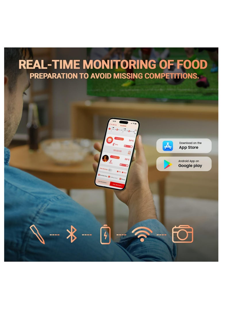 SYOSI - Wireless Meat Thermometer,500Ft Smart Meat Thermometer with Probes,Food Thermometer Grill Thermometer with 2 in 1 Probe,Digital Cooking Meat Thermometer Booster for Rotisserie BBQ Grill Oven Smoker - Image 1