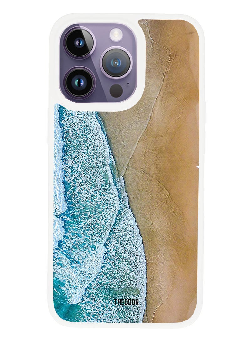 Theodor Protective Case Anti Scratch Shock Proof Cover For APPLE IPHONE 14 PRO Sand And Water (White Bumper) - Image 1