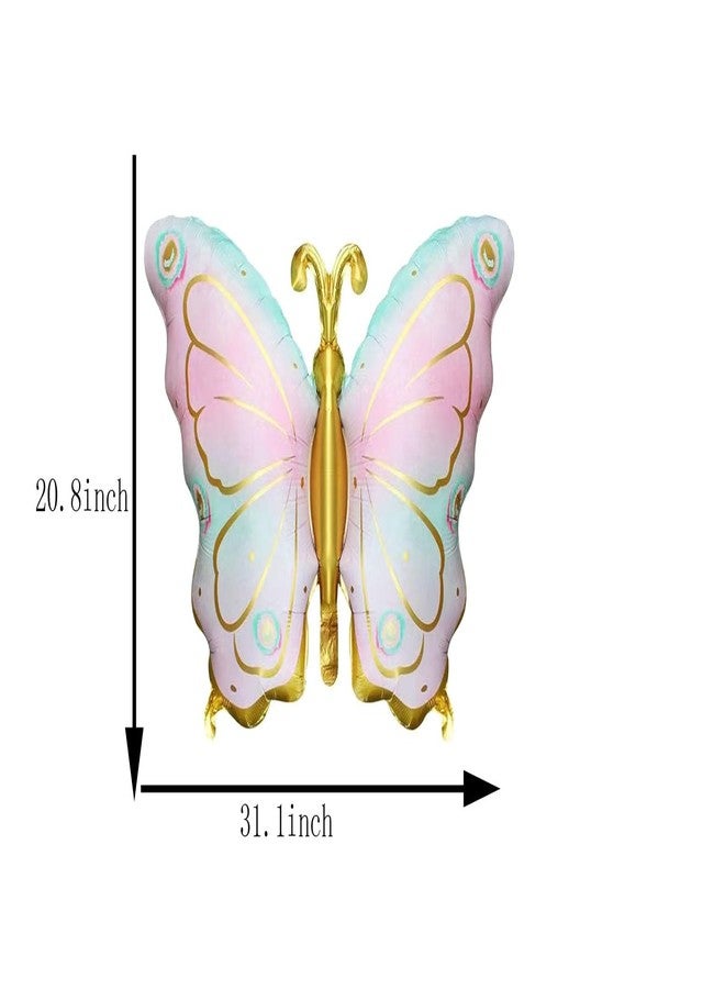 CSTYWC 7PCS Butterfly Flower Foil Balloons Pink Sunflower and Round Shpe Happy Birthday Day Mylar Balloon for Girls Birthday Party Decoration - Image 4