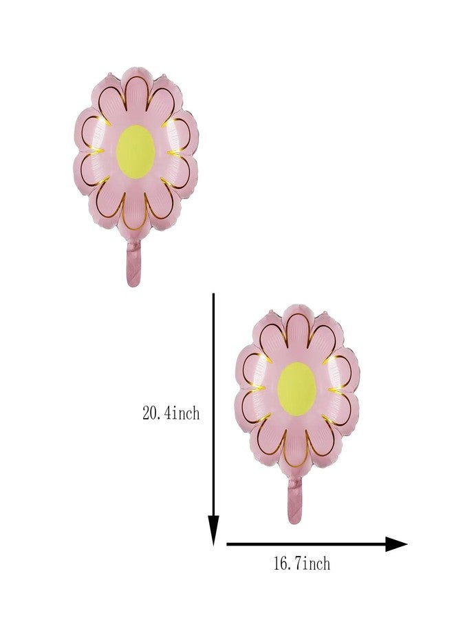CSTYWC 7PCS Butterfly Flower Foil Balloons Pink Sunflower and Round Shpe Happy Birthday Day Mylar Balloon for Girls Birthday Party Decoration - Image 2
