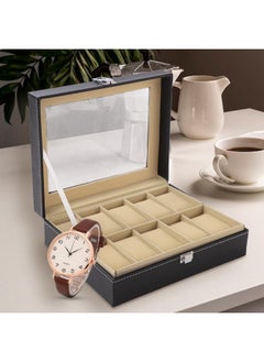 Kuber Industries Kuber Industries 10 Slots Watch Organizer|Watch Storage Box For Men & Women|Secure Closer|Wrist Watch Display BoxBlack|  - Image 2