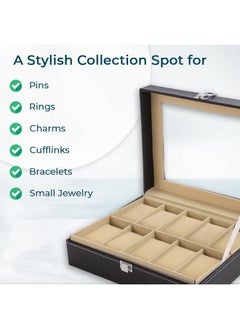 Kuber Industries Kuber Industries 10 Slots Watch Organizer|Watch Storage Box For Men & Women|Secure Closer|Wrist Watch Display BoxBlack|  - Image 5