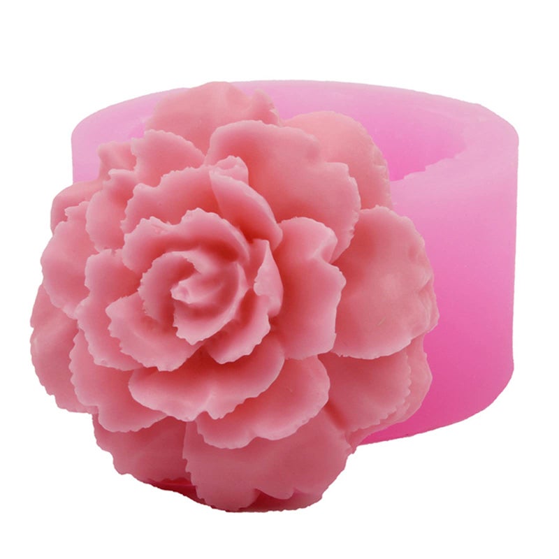3D Carnation Candle Mold Flower Silicone Mold for Soap Fondant Cake Decorating Chocolate CandyPloymer Clay Mothers Day Gift