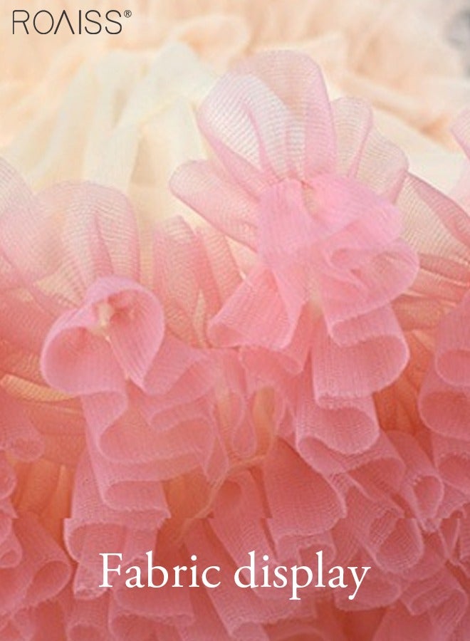 Princess Strap Tiered Tutu Tulle Flower Sleeveless Girls Dress Wedding Ballerina Dance Pageant Birthday Party Prom Gown