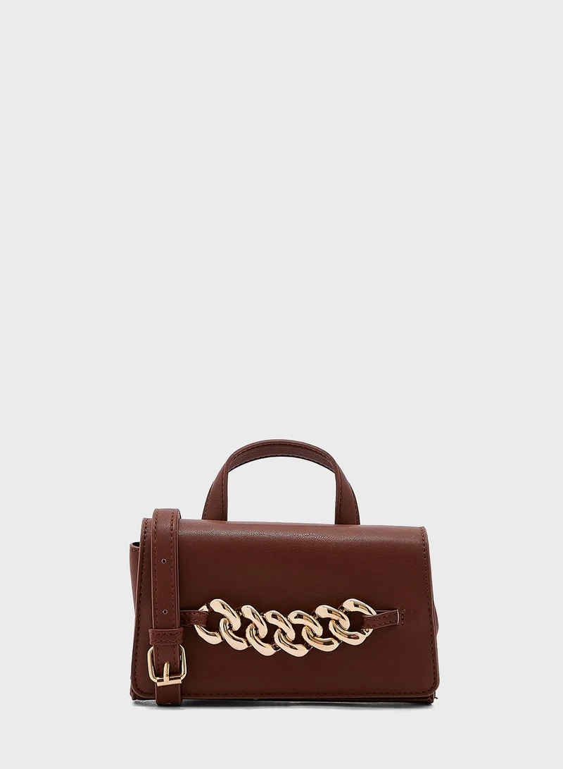 ELLA Chunky Chain Detail Satchel Bag