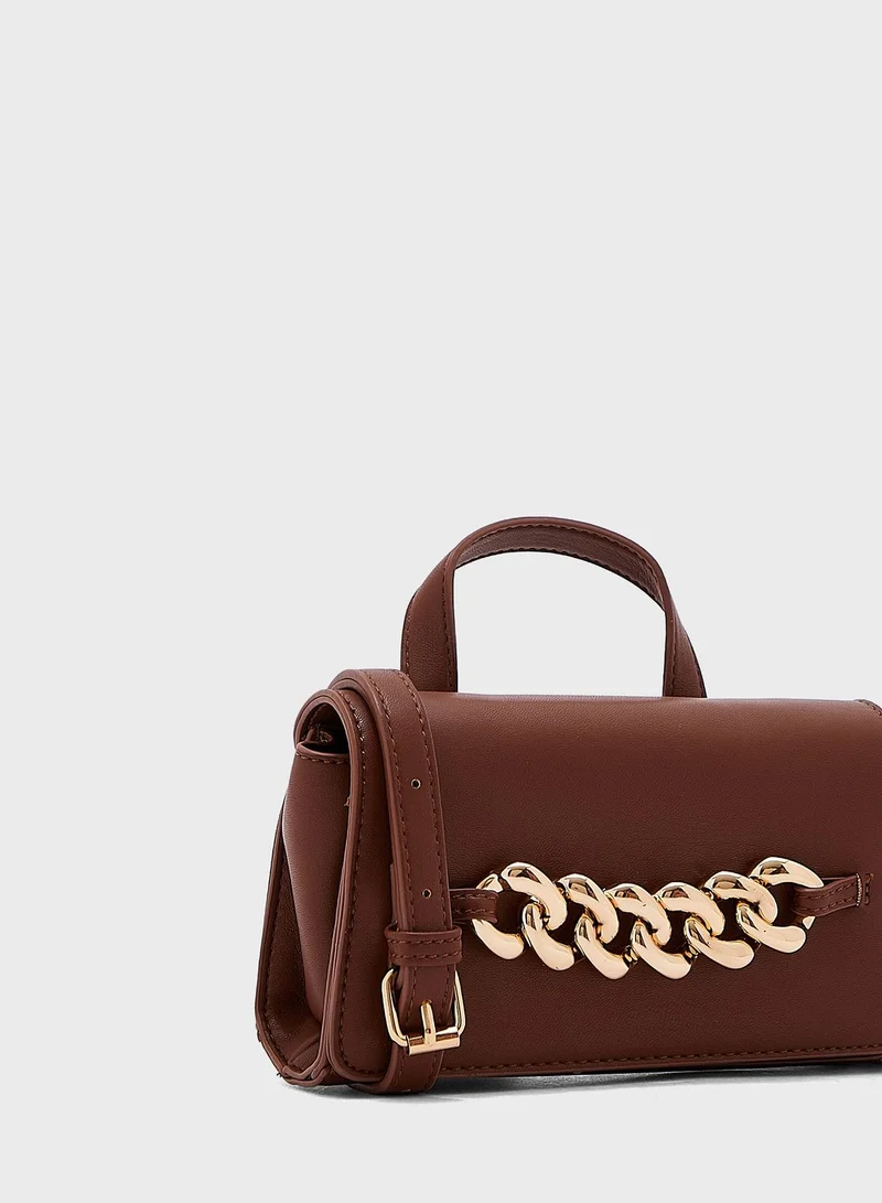 ELLA Chunky Chain Detail Satchel Bag