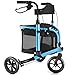 WALK MATE 3 Wheel Rollator Walker with Seat for Slim Seniors Padded Backrest Lightweight Foldable Walker Ideal for Elderly 8 Inch TriWheel Modern Mobility Walking Aid Aluminum Blue - Image 1