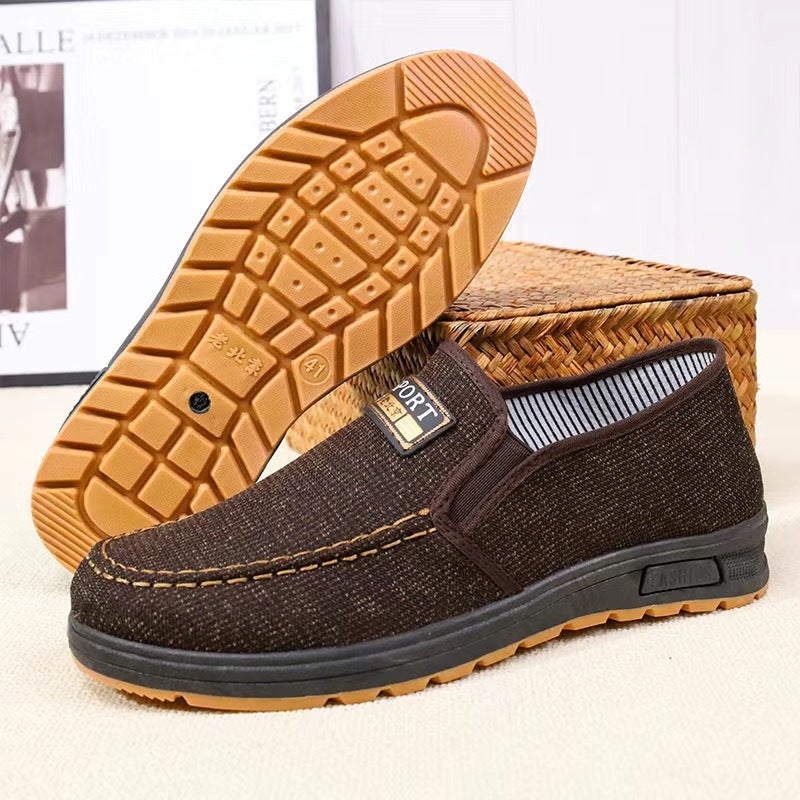 2024 New Mens Casual Breathable Slip-resistant Canvas Shoes A06 [coffee color] 