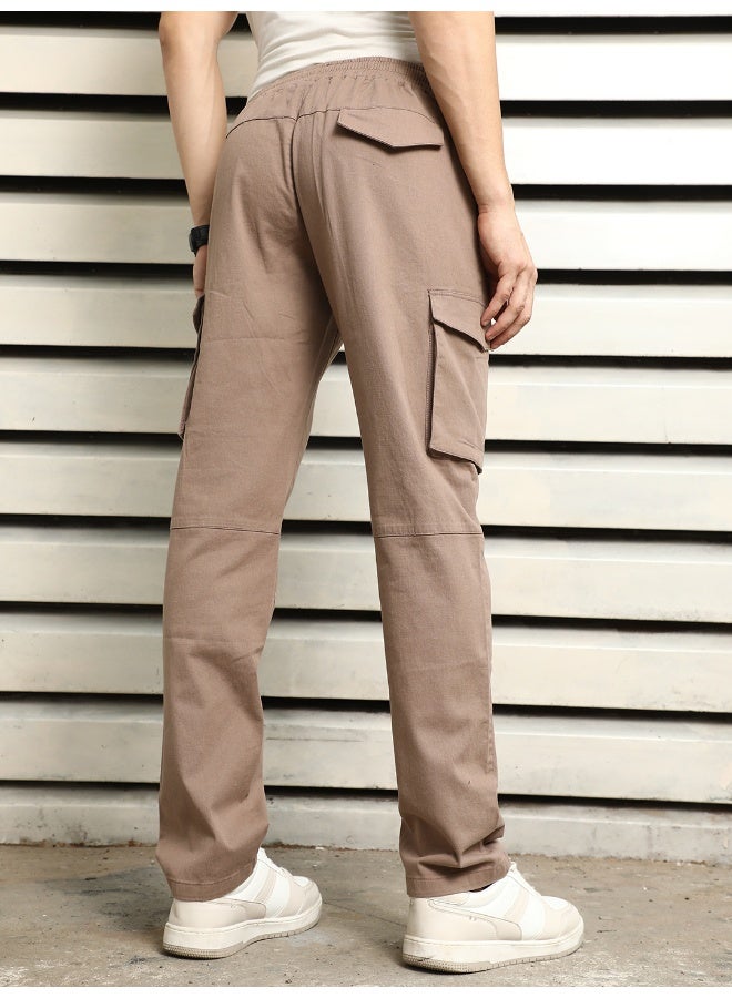 هاي ستار بنطلون رجالي بني مستقيم مريح بقصة أنيقة وكاجوال - Image 2