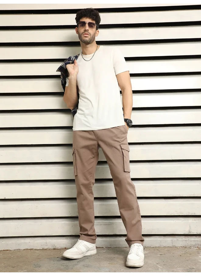 هاي ستار Men's Brown Relaxed Straight Trousers - Sleek and Casual Fit