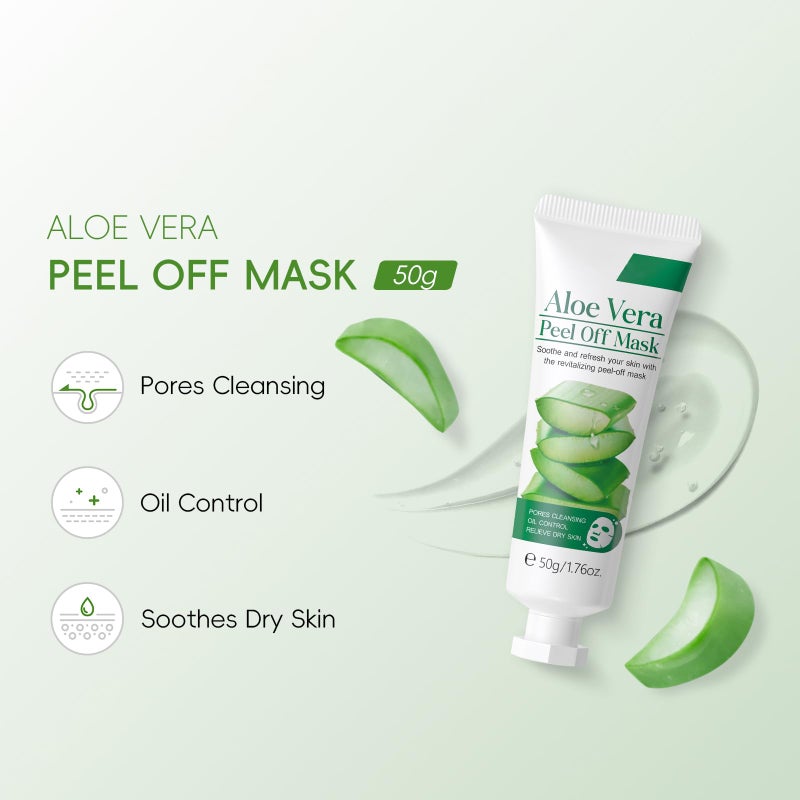 BEUKING Aloe Vera Peel Off Face Mask, Cleansing Moisturizing Jelly Mask for Facials, Smooth Pores Cleasning Oil-control Enhance Skin Elasticity for Daily Skin Care, Valentine's Day Gift, 1.76oz - Image 2