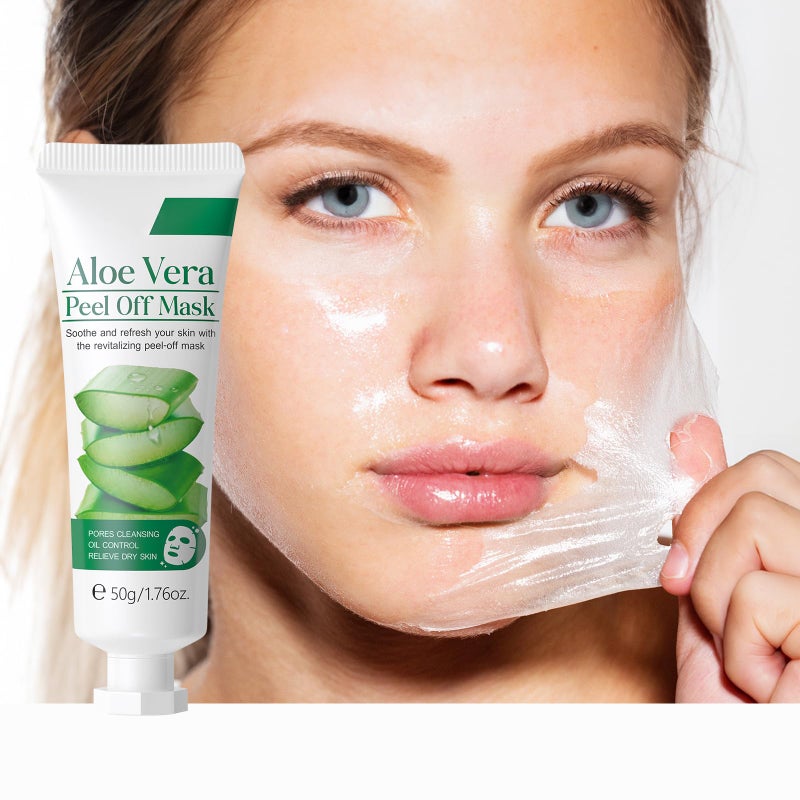 BEUKING Aloe Vera Peel Off Face Mask, Cleansing Moisturizing Jelly Mask for Facials, Smooth Pores Cleasning Oil-control Enhance Skin Elasticity for Daily Skin Care, Valentine's Day Gift, 1.76oz - Image 1